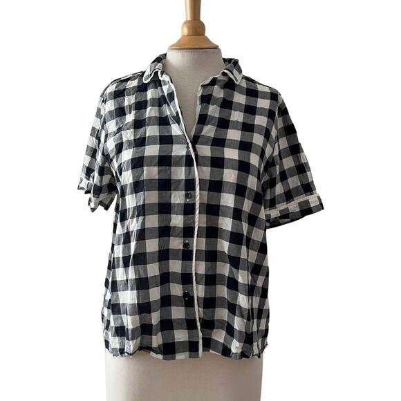 Kate Spade Womens Blouse Size Large Black and White Square Design Excellent - Picture 1 of 6